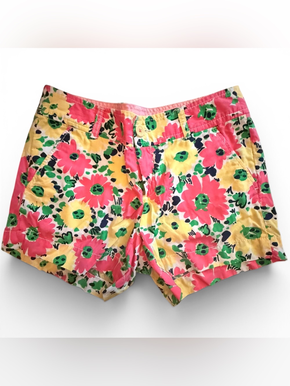 Lilly Pulitzer Coral Pink Floral Lined Skirt/Shorts Waistband